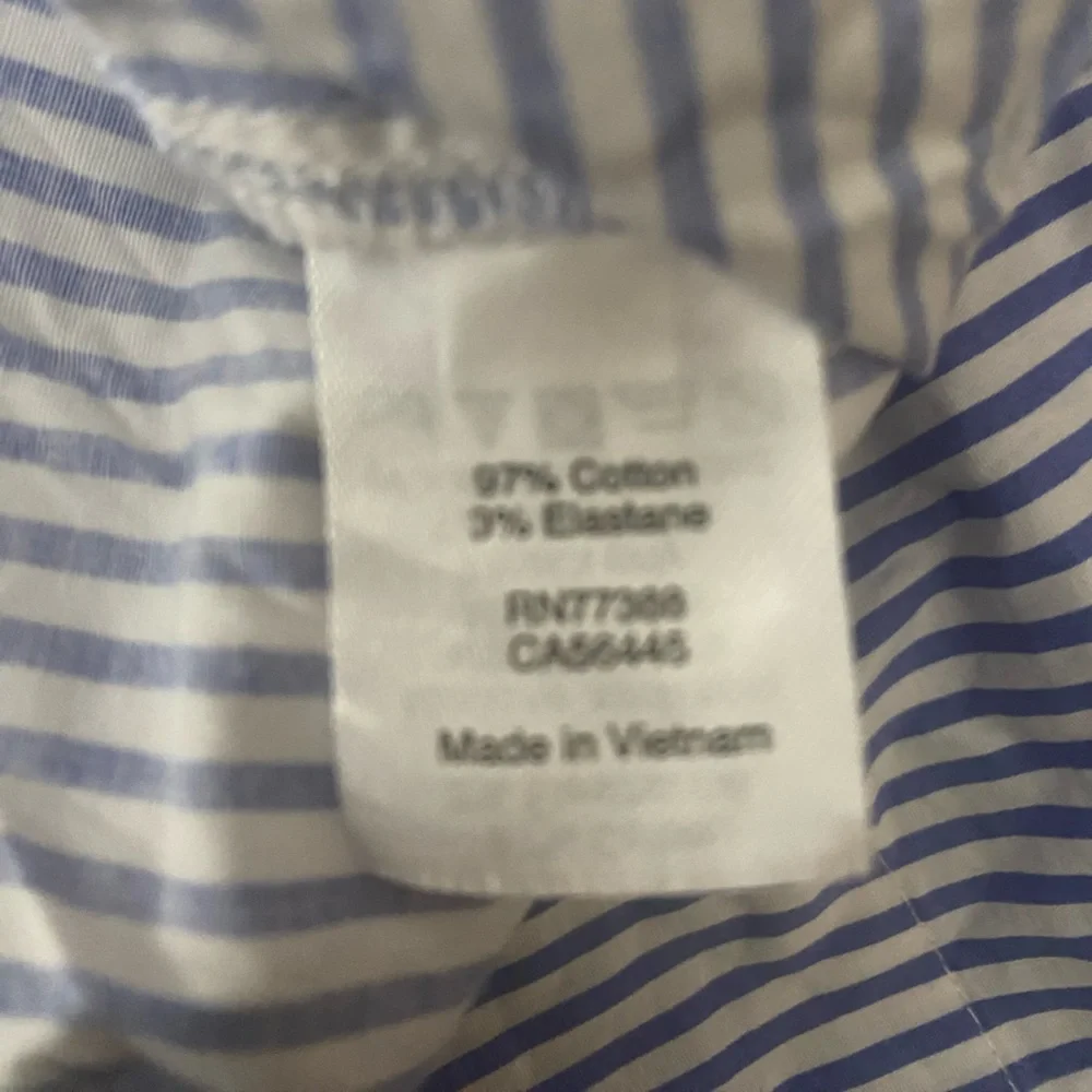 J. Crew One-Shoulder Blue White Pinstripe Ruffle Preppy Summer Coastal Top 2